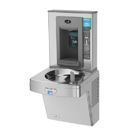 OASIS ตู้ทำน้ำเย็นพร้อมตู้เติมน้ำขวด แบบติดผนัง รุ่น P8EBQTY ระบบเซนเซอร์จ่ายอัตโนมัติ และ UV-LED ที่จุดจ่ายน้ำของตู้เติมน้ำขวด